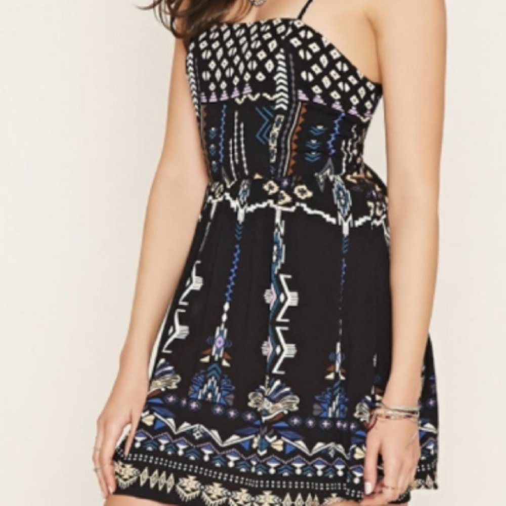 Forever 21 Medium Summer Black Tribal Print Dress